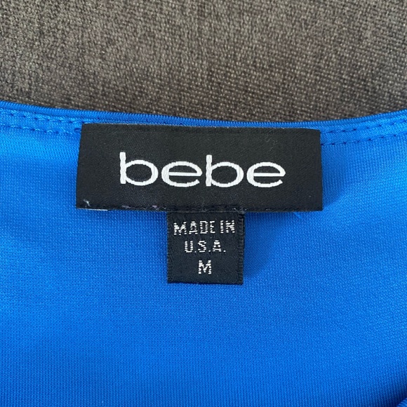 Bebe Blue long-sleeve Bodysuit with gathered neck detail Size Medium - Picture 11 of 11